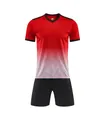 Professional men's red and black gradient football training jersey and shorts set - Red