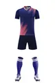 Quick-dry navy blue soccer training jersey set with vibrant pink gradient stripes and socks - 3XS / Top And Bottom / Royal Blue