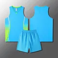 Professional light blue basketball jersey set featuring vibrant neon gradient side stripes - Sky Blue