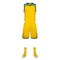 Breathable yellow basketball training set including jersey, shorts, and matching shoes - Yellow