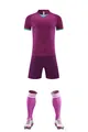 Full purple soccer uniform set including jersey, shorts, socks, and cleats for training - Purple