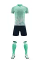 Vue complète du kit de football vert menthe dégradé avec maillot, short et bas - 3XS / Haut Et Bas / Vert clair