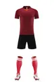 Professional full soccer uniform set with maroon jersey, black shorts, red socks and cleats - 3XS / Top And Bottom / Burgundy