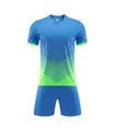 Professional blue and neon green soccer jersey set for men and kids sport training. - 3XS / Top And Bottom / Light Blue