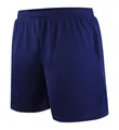 Detail of navy blue breathable mesh soccer training shorts with elastic waistband. - 3XS / Bottoms / Blue