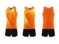 Orange athletic track and field set with running tank top and black shorts for training - Men's M / Top And Bottom / Orange
