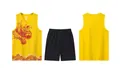 Conjunto de camiseta de baloncesto amarilla con dragón y pantalón corto negro - 3XL / Parte superior e inferior (Estilo 3001-Camiseta sin mangas) / Amarillo