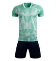 Ensemble maillot de foot et short avec lion géométrique pour entraînement de sport - Vert Aquatique