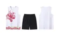 Conjunto de baloncesto blanco con estampado de dragón rojo y pantalón corto - 3XL / Parte superior e inferior (Estilo 3001-Camiseta sin mangas) / Blanco
