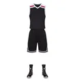 Professional black basketball training jersey and shorts set with white trim details - 3XS / Top And Bottom / Black