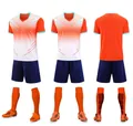 Quick-dry athletic soccer uniform set featuring orange gradient jersey and navy shorts - 20 / Top And Bottom / Orange