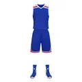 Professional royal blue basketball training uniform set with jersey and shorts for sports - 3XS / Top And Bottom / Royal Blue