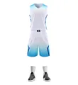 Detail shot of a professional white to blue gradient basketball jersey set with shoes - 4XS / Top And Bottom / White