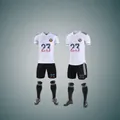 Professional white and black soccer training kit including jersey shorts and socks - 22 / Top And Bottom / White