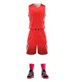 Complete high-quality red basketball uniform set including jersey, shorts and sneakers. - 4XS / Top And Bottom / Red