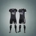 Youth soccer training uniform set including jersey, shorts, and socks in black color - 22 / Top And Bottom / Black
