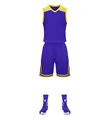 Breathable purple basketball training uniform set with yellow trim for team sports - Sapphire Blue