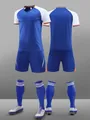 Conjunto de fútbol azul profesional con camiseta, pantalón corto, medias a rayas y botas - 4XS / Top Y Pantalón / Azul Real