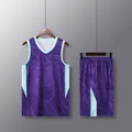 Men's purple quick-dry basketball uniform set featuring a fierce tiger graphic print - M / Top And Bottom / Purple