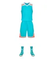 Turquoise professional breathable basketball training jersey and shorts set for men and women - Light Blue