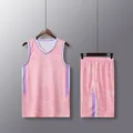 Professional pink men's basketball jersey and shorts set with subtle tiger print pattern - S / Top And Bottom / Pink