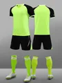 Conjunto completo de fútbol verde neón y negro con camiseta, pantalones cortos y calcetines - 4XS / Top Y Pantalón / Verde Fluorescente