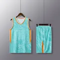 Close-up of mint green quick-dry basketball jersey set with fierce tiger print design - Light Green