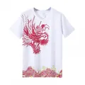 Camiseta deportiva blanca de secado rápido con dragón rojo para carreras de barcos dragón - 3XL / Parte superior (Estilo 3301-Manga corta) / Blanco