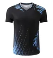 Quick-dry black table tennis shirt featuring a blue dragon print national team style - XXS / Tops / Men's Black