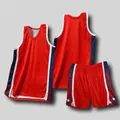 Red American style basketball jersey and shorts set with star patterns on side panels - XS / Top And Bottom / Red