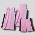 Ensemble d'uniforme de basket-ball rose de style américain avec maillot et short pour homme - Rose