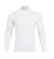Professional men's long-sleeved half-zip athletic training t-shirt in solid white - S / Tops / Pure White