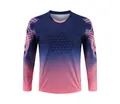 Long sleeve soccer goalkeeper jersey with padded chest in navy pink gradient adult size - XS / Tops / Sapphire Blue