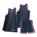 Men's navy blue American style basketball training jersey set with tank top and shorts - 3XS / Top And Bottom / Navy Blue
