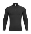 Men's athletic black long sleeve half-zip sports T-shirt for fitness and training. - S / Tops / Basic Black