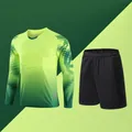 Men's padded football goalkeeper set with neon green long sleeve jersey and black shorts. - XS / Top And Bottom / Top and Shorts / Fluorescent Green