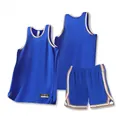 Ensemble maillot et short de basket-ball bleu roi pour hommes avec bordures rayées dorées - Bleu Royal