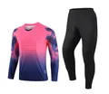Men's soccer goalkeeper suit with long sleeve jersey and padded pants for training - XS / Top And Bottom / Top and Pants / Rose Red