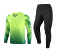 Padded soccer goalkeeper uniform set with neon green gradient jersey and black pants - XS / Top And Bottom / Top and Pants / Fluorescent Green