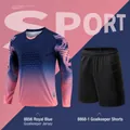 Professional royal blue gradient goalkeeper jersey and padded sports shorts set for men - XS / Top And Bottom / Top and Shorts / Sapphire Blue