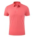 Vibrant coral pink quick-dry athletic Polo shirt with breathable performance fabric - S / Tops / Floral Red
