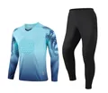 Professional men's soccer goalkeeper jersey set with padded protection in blue gradient - XS / Top And Bottom / Top and Pants / Glossy Blue