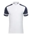 Weißes und marineblaues, kurzärmeliges, schnelltrocknendes Polo-Shirt mit Reißverschluss - S / Oberteile / Reinweiß