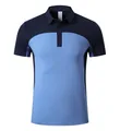 Schnelltrocknendes atmungsaktives Colorblock-Poloshirt für Outdoor-Sport in Blau und Marine - XS / Oberteile / Wolkenblau
