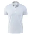 High-performance breathable fast-drying white polo shirt with grey contrast collar - S / Tops / Pure White