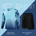 Bright blue long-sleeve soccer goalkeeper jersey with matching black padded shorts set - XS / Top And Bottom / Top and Shorts / Bright Blue