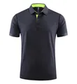 Professional dark grey quick-dry nylon ice silk polo shirt with lime green collar detail - S / Tops / Dark Gray