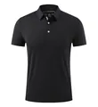 Professional black quick-dry athletic polo shirt with elegant navy contrast collar detail - S / Tops / Basic Black
