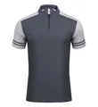 Graues, schnell trocknendes Sport-Poloshirt mit Farbblock-Design und 1/4-Reißverschluss - 3XL / Oberteile / Schlossgrau