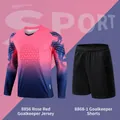 Professional long-sleeve soccer goalkeeper jersey and padded shorts set for men - XS / Top And Bottom / Top and Shorts / Rose Red
